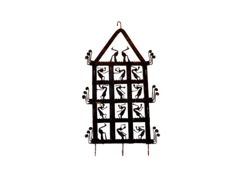 Wrought Iron Village Motif House Shaped Cloth Hanger