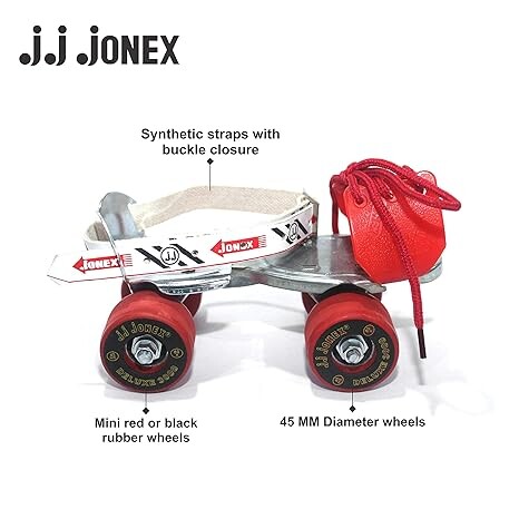 JJ JONEX Deluxe with Brake Adjustable Quad Roller Skates Suitable for Age Group 6 -15 Years (MYC)