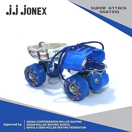 JJ JONEX Super Attack with Brake Adjustable Quad Roller Skates Suitable for Age Group 6-15 Years Old (MYC)