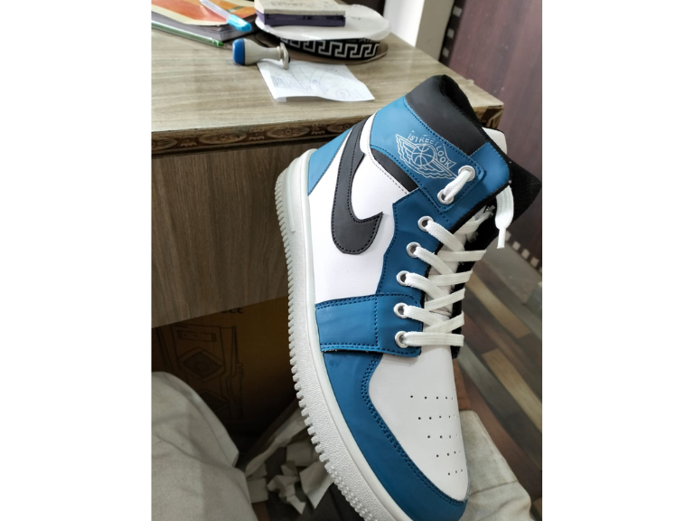 Men's High Top Sneakers (Blue & White)