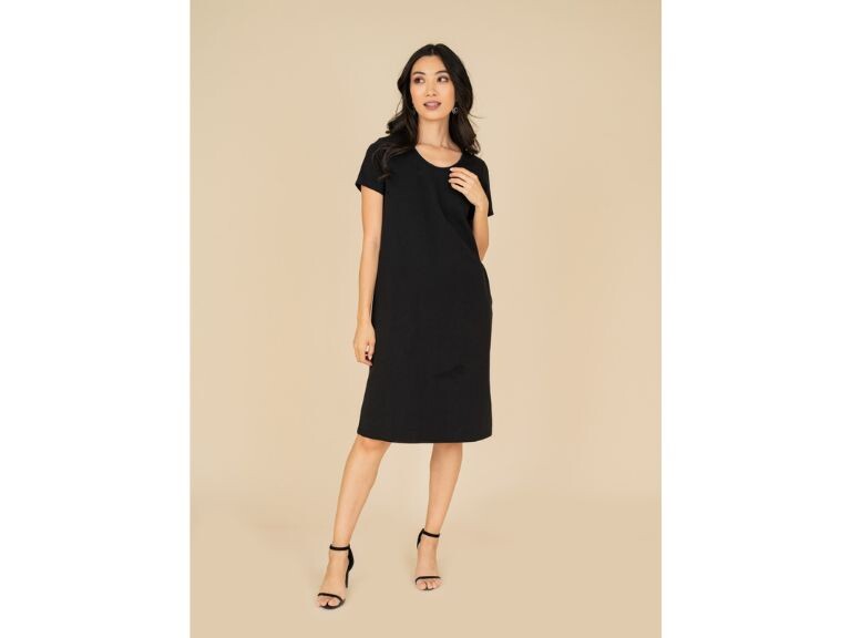 Women Pockets Black Dress