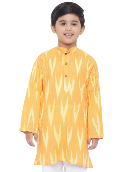  Kids Orange Ikat Print Kurta