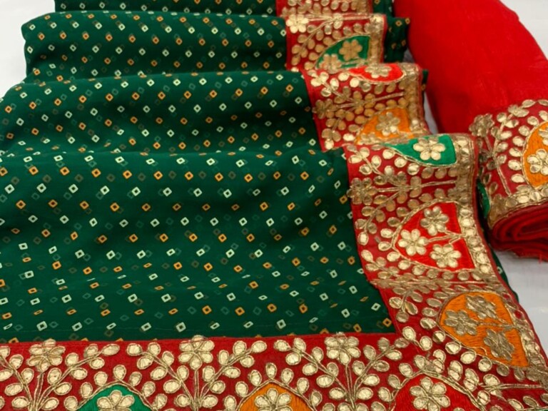 Georgette Gota Pati border saree