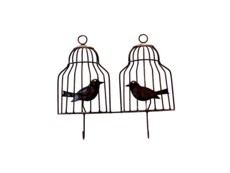 Wrought Iron Twin Bird Cage Cloth Hanger