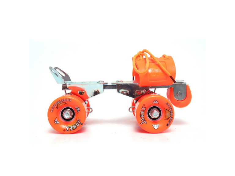 JJ JONEX Super Tenacity with Brake Adjustable Quad Roller Skates Suitable for Age Group 6-15 Years Old (Orange)